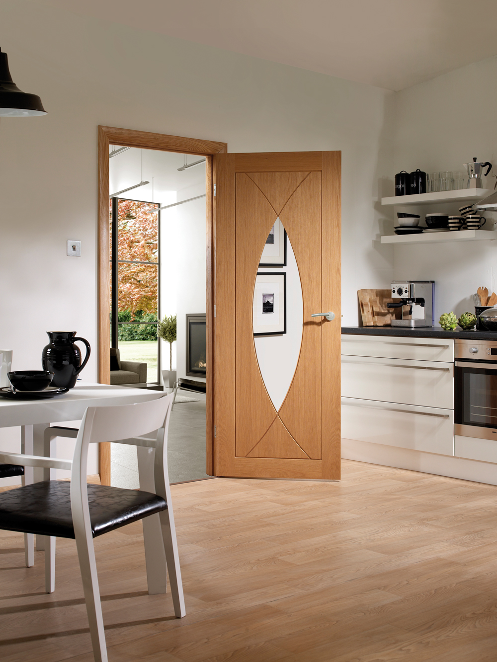 Pesaro Pre-Finished Internal Oak Door with Clear Glass - Image 2