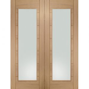 Palermo Internal Oak Rebated Door Pair with Clear Glass