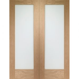 Suffolk Internal Oak Rebated Door Pair with Clear Etched Glass