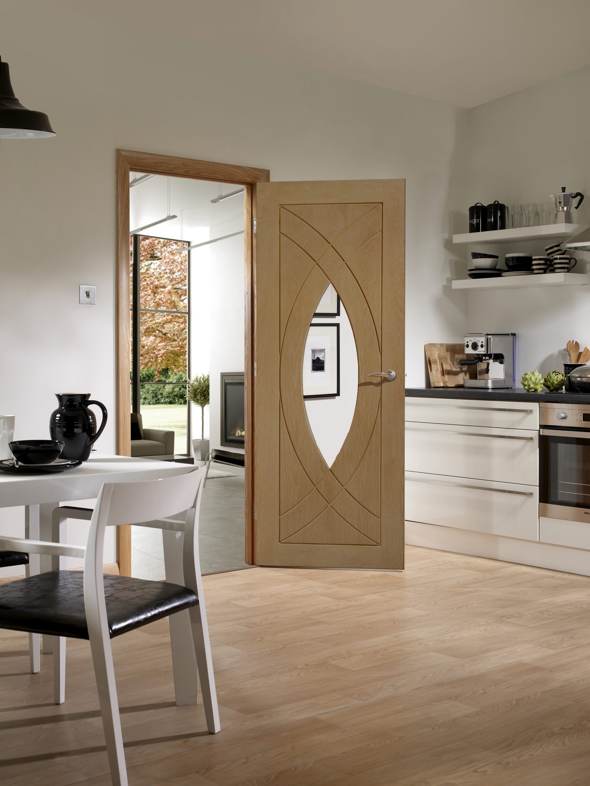 Treviso Pre-Finished Internal Oak Door with Clear Glass - Image 2