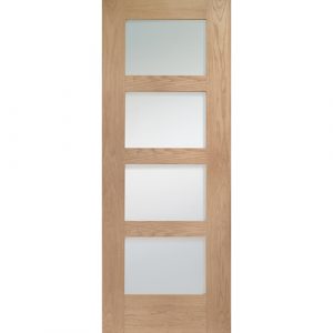 Shaker 4 Light Pre-Finished Internal Oak Door with Clear Glass