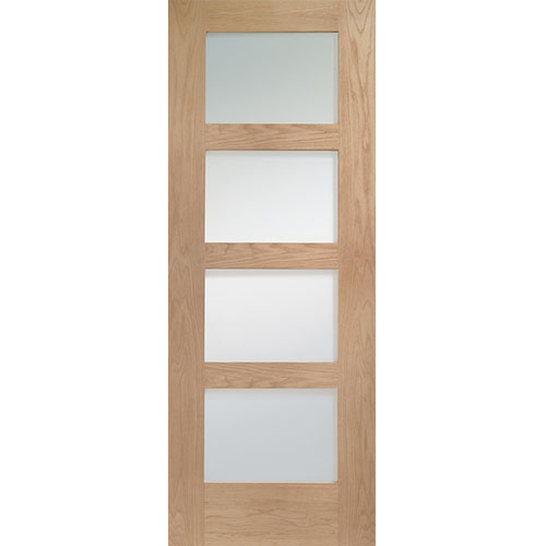 Shaker 4 Light Internal Oak Door with Obscure Glass