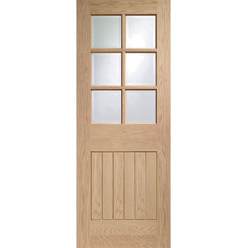 Suffolk Original 6 Light Internal Oak Door with Clear Bevelled Glass