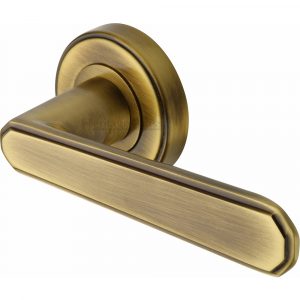 Door Handle Lever Latch on Round Rose Century Design