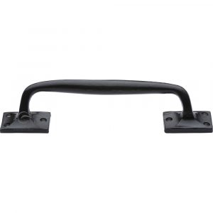 Black Iron Rustic Door Pull Handle Cranked Design