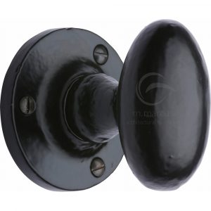 Black Iron Rustic Mortice Knob on Rose Knowle Design