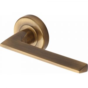 Door Handle Lever Latch on Round Rose Pyramid Design