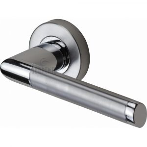 Sorrento Door Handle Lever Latch on Round Rose Mercury Design
