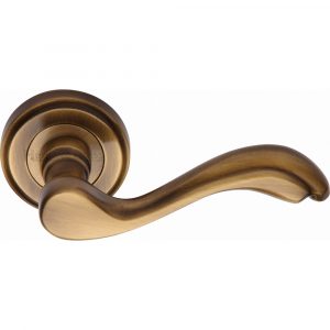 Door Handle Lever Latch on Round Rose Lisboa Design