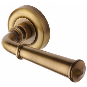 Door Handle Lever Latch on Round Rose Colonial Design