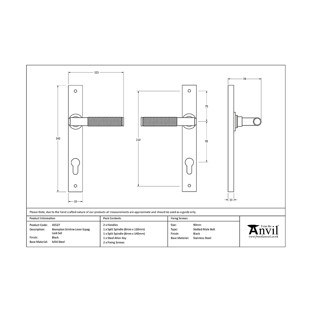 Brompton Slimline Lever Espag. Lock Set - Image 2