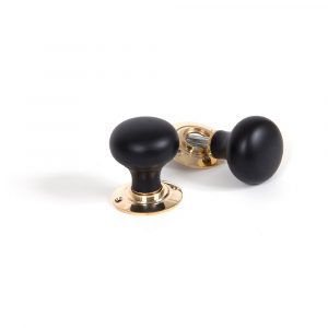 Ebony and PB Bun Mortice/Rim Knob Set