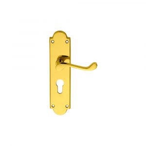 Ictorian Scroll Lever On Shaped Backplate – Lock Euro Profile 47.5mm C/C
