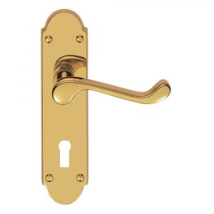 Victorian Scroll Lever On Shaped Backplate – Lock 57mm C/C (Contract Range)