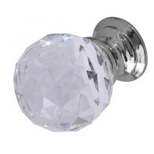 JH1155 Faceted Glass Cupbaord Knob  3 Sizes/3 Finishes