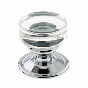 Moderno Clear Glass Mortice Knob Furniture 55mm Dia