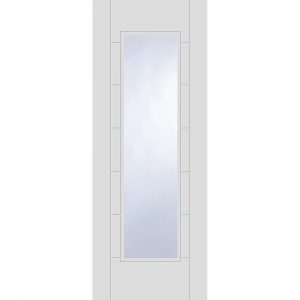 White Primed CORSICA 1L Clear Glazed Door