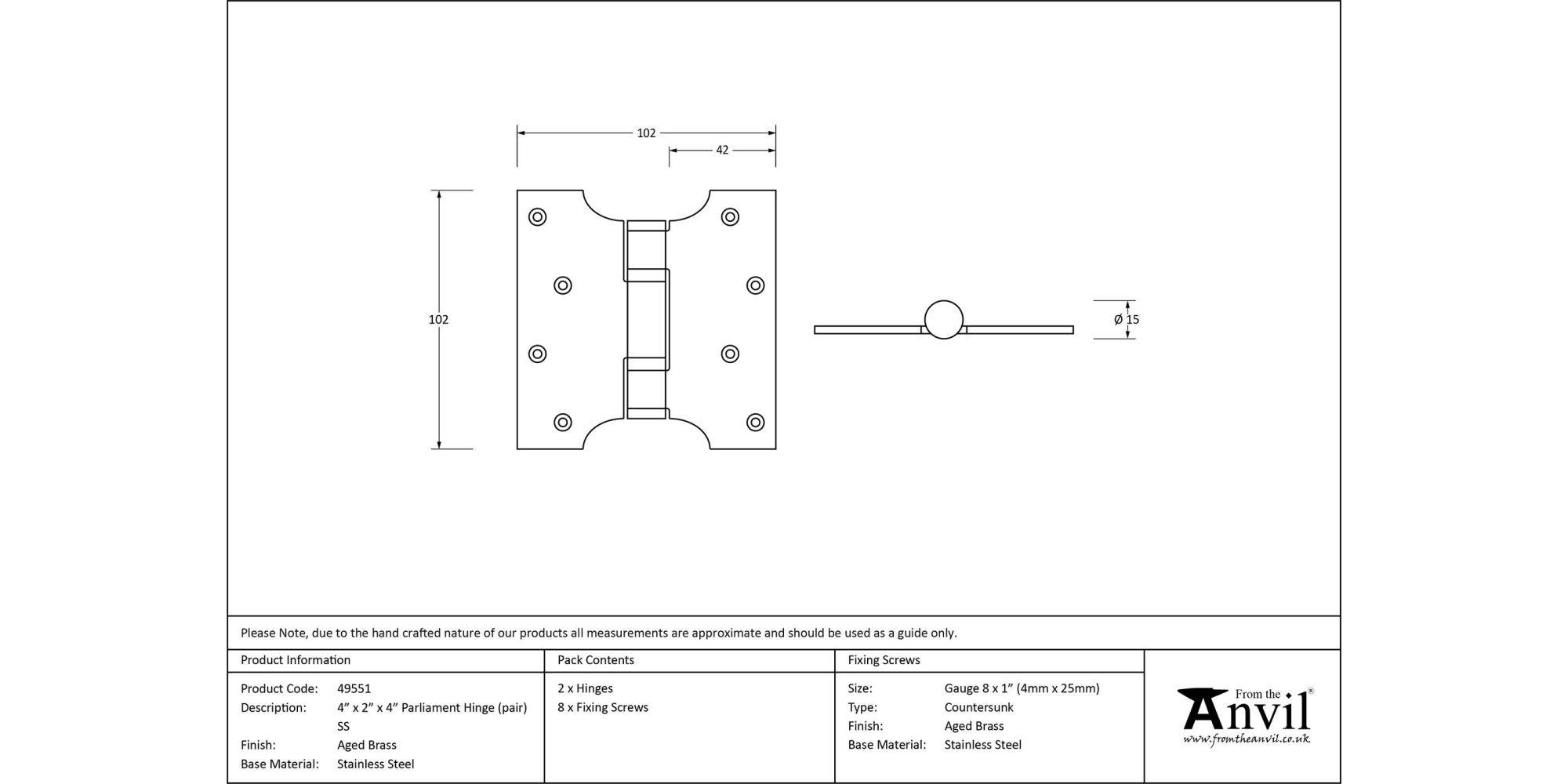 From the Anvil Parliament Hinge (pair) - Image 2