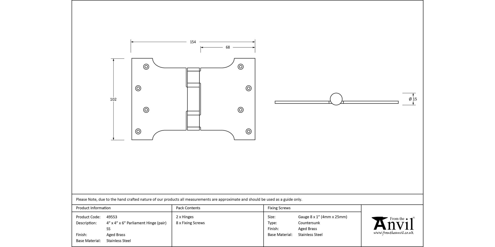 From the Anvil Parliament Hinge (pair) - Image 4