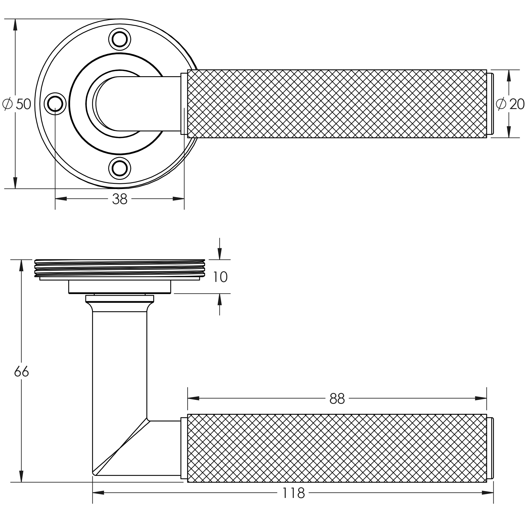Piccadilly Knurled Lever On Plain Rose * 6 Finishes - Image 8