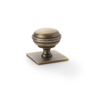 Quantock Cupboard Knob on Square Backplate  * 7 Finishes
