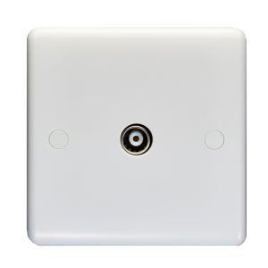 Coax TV Outlet Enhanced White Plastic