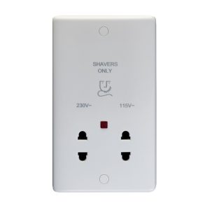 Dual Voltage Shaver Socket Enhanced White Plastic