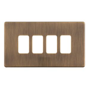 4 Gang Grid Flat Concealed Plate