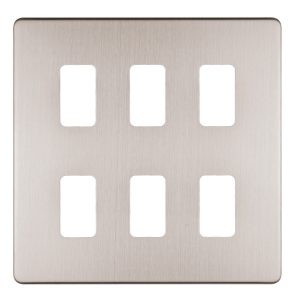 6 Gang Grid Flat Concealed Plate