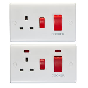 45A DP Switch & 13A Switched Socket Enhanced White Plastic