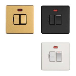 13Amp Switched Fuse Spur with Neon Outlet Flat Concealed